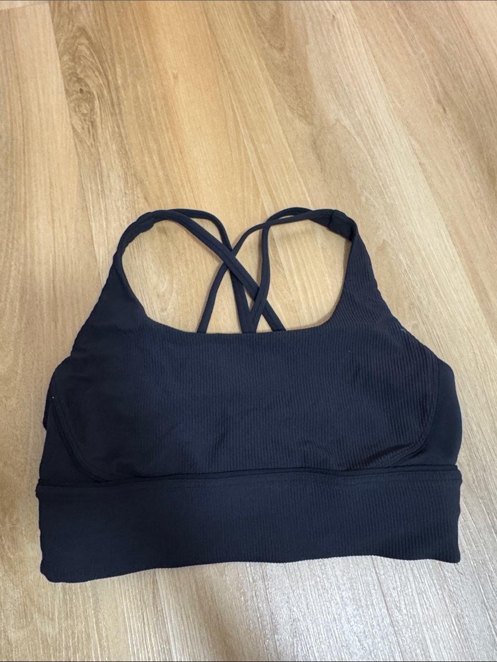 lululemon athletica Black Ribbed Crossback Sports Bra
